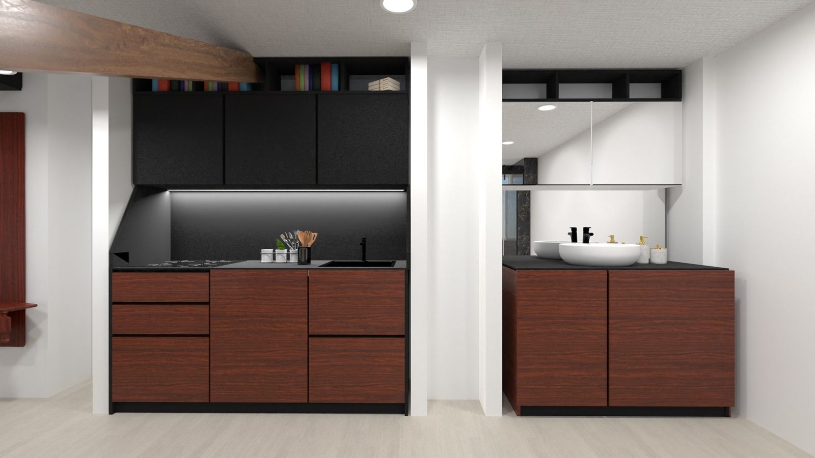 Cucina in palissandro di ispirazione navale — interior design Torino