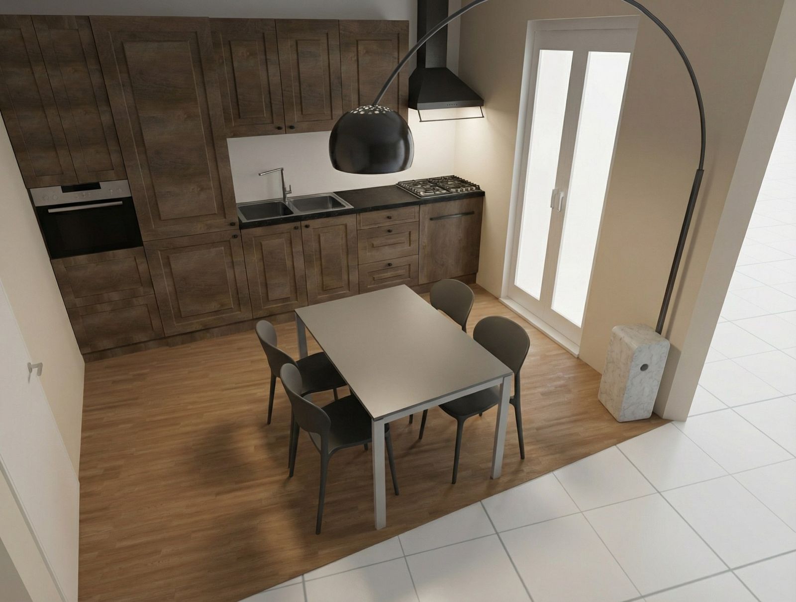 Zona pranzo e cucina progettate da un arredatore a Torino